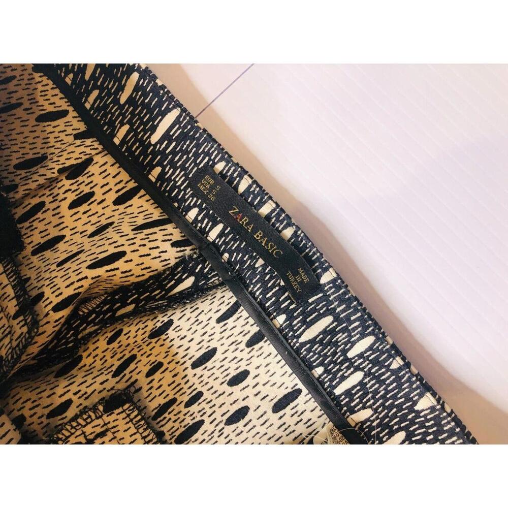 Zara Basic Womens Navy Patterned Pants Textured Tapered Trousers Casual Pants S - Picture 4 of 9